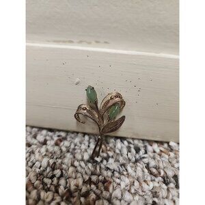 SORRENTO STERLING SILVER JADE Brooch PIN Vintage